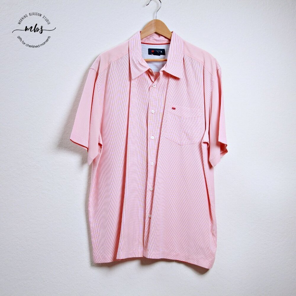 Cova Men's‎ Tiny Square Pattern Button Down Short Sleeve Shirt